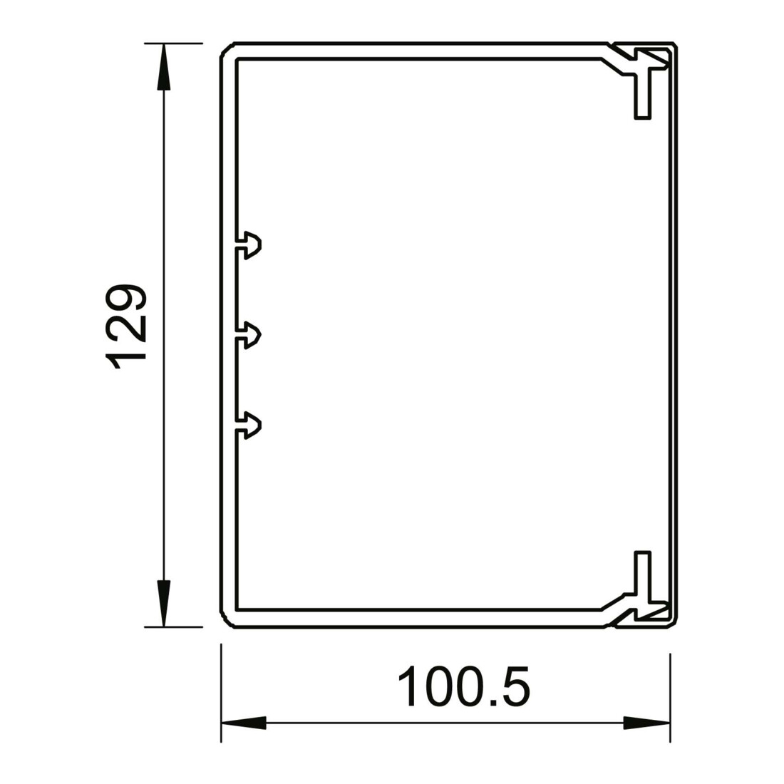 OBO Bettermann Goulotte murale et plafond sans couvercle 100 × 130 mm, PVC WDK100130CW