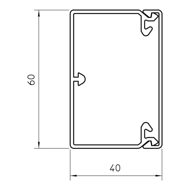 OBO Bettermann Goulotte murale et plafond sans couvercle 40 × 60 mm, PVC WDK40060LGR