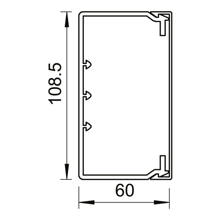 OBO Bettermann Goulotte murale et plafond sans couvercle 60 × 110 mm, PVC WDK60110CW