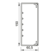 OBO Bettermann Goulotte murale et plafond sans couvercle 60 × 150 mm, PVC WDK60150CW-4