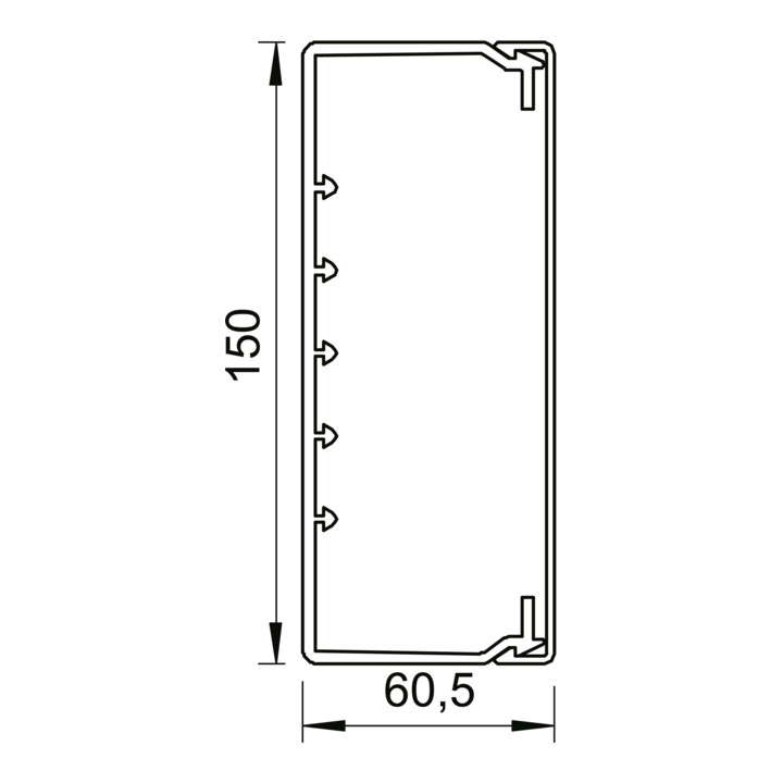 OBO Bettermann Goulotte murale et plafond sans couvercle 60 × 150 mm, PVC WDK60150GR