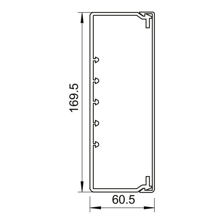OBO Bettermann Goulotte murale et plafond sans couvercle 60 × 170 mm, PVC WDK60170RW