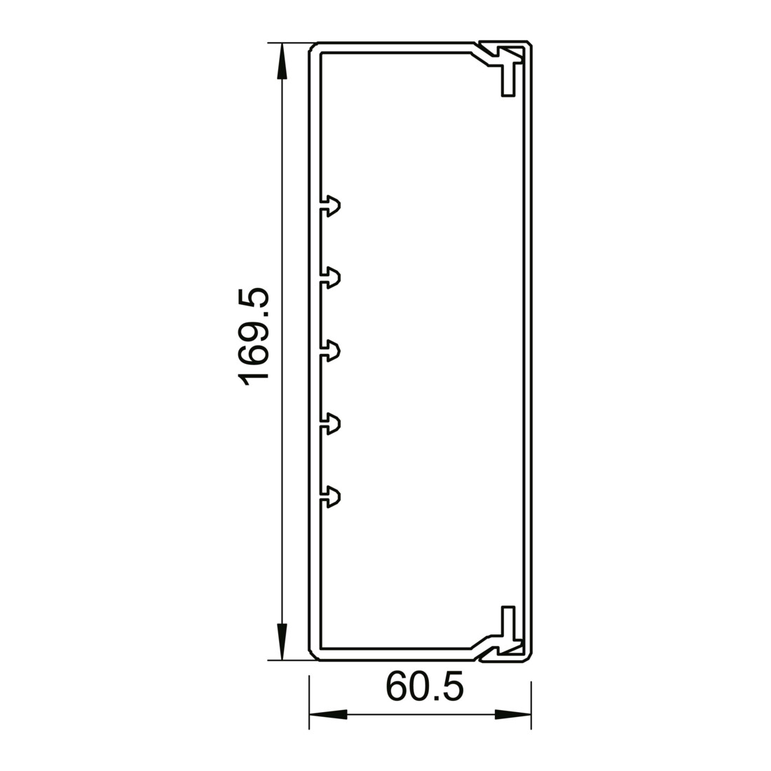 OBO Bettermann Goulotte murale et plafond sans couvercle 60 × 170 mm, PVC WDK60170RW