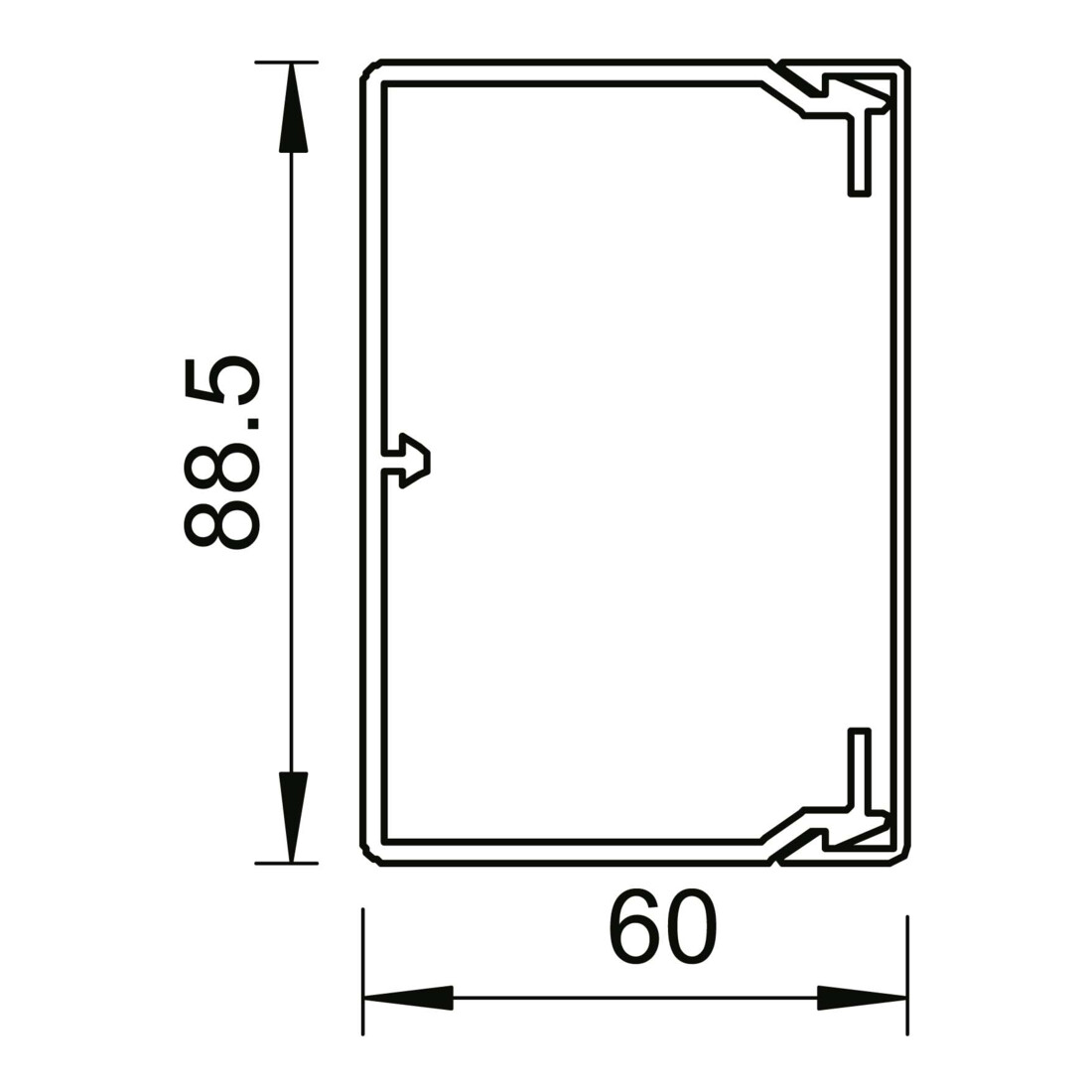 OBO Bettermann Goulotte murale et plafond sans couvercle 60 × 90 mm, PVC WDK60090GR