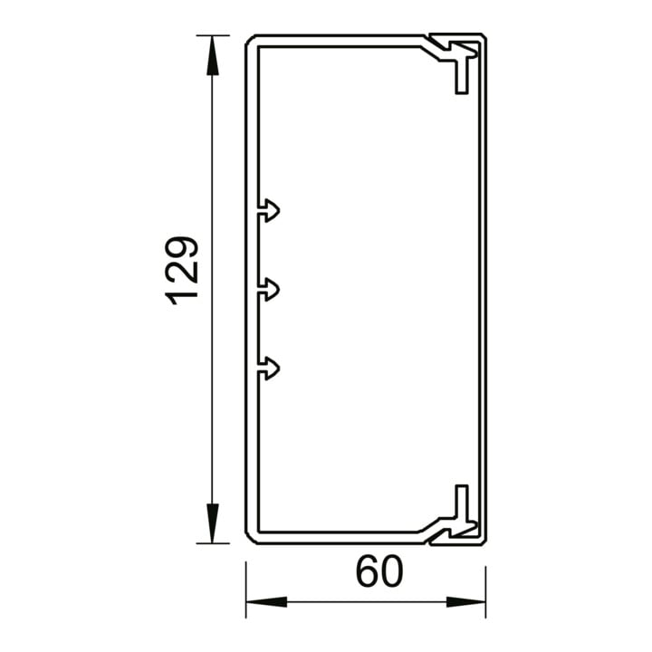 OBO Bettermann Goulotte murale et plafond sans couvercle 60×130 mm, PVC WDK60130GR