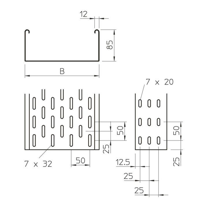 OBO Bettermann Goulotte pour câbles 85 × 100 mm MKS 810 FS