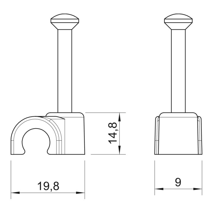 OBO Bettermann ISO-Nagel-Clip 12mm L35 tief-sw 2012 35 SW