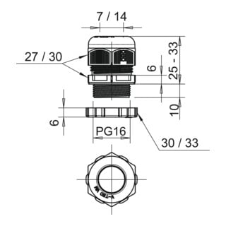 OBO Bettermann Kabelverschraubung V-TEC PG16+ LGR mit Gegenmutter