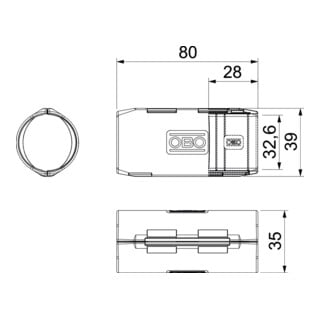 OBO Bettermann Manchon de raccordement Quick-Pipe 3000 MMS M32 RW