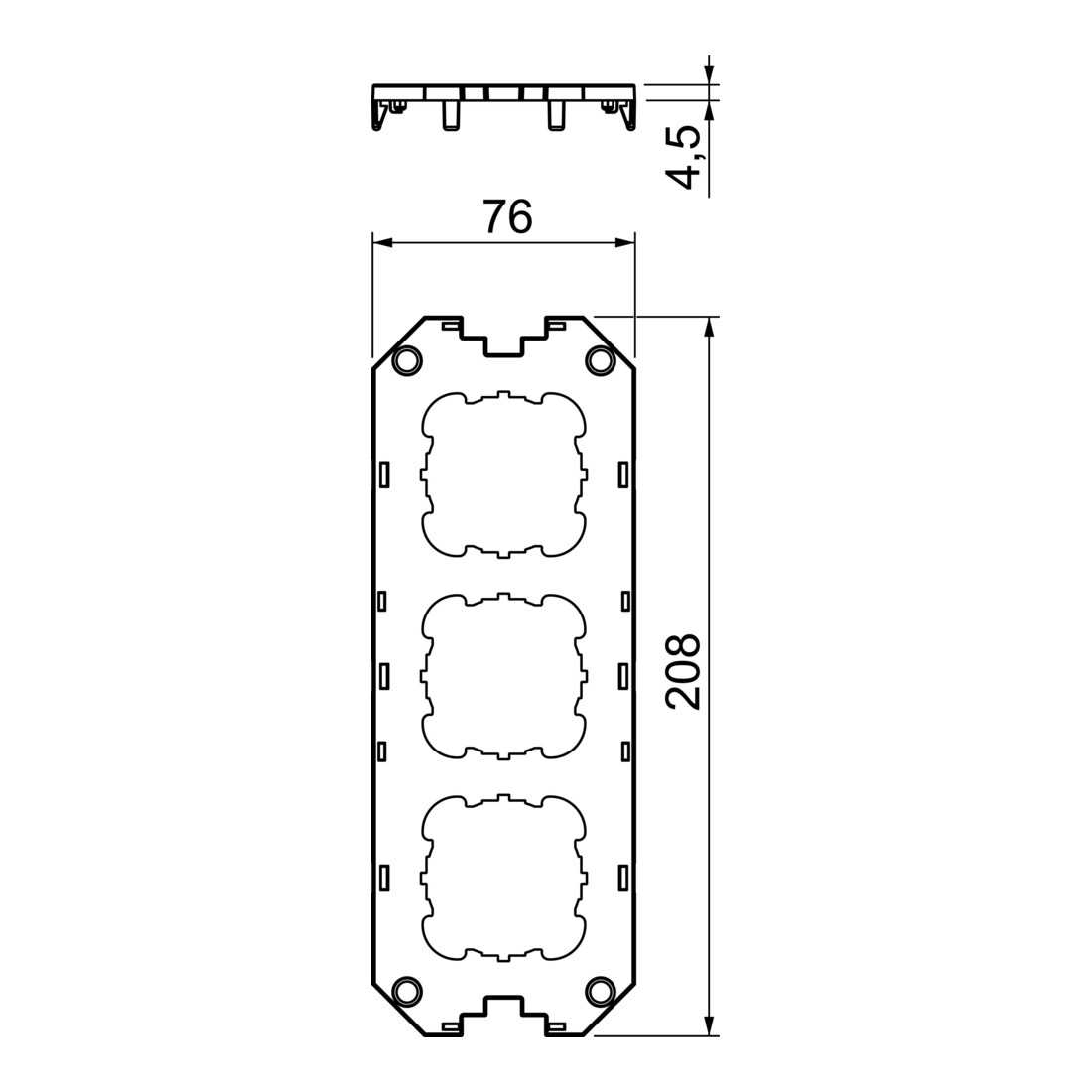 OBO Bettermann Plaque de recouvrement 3x50 ZP, 208mm UT4 D3