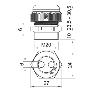 OBO Bettermann Presse-étoupe M20 PA gris clair V-TEC 2x6
