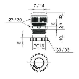 OBO Bettermann Presse-étoupe V-TEC PG16+ LGR avec écrou de contre-écrou