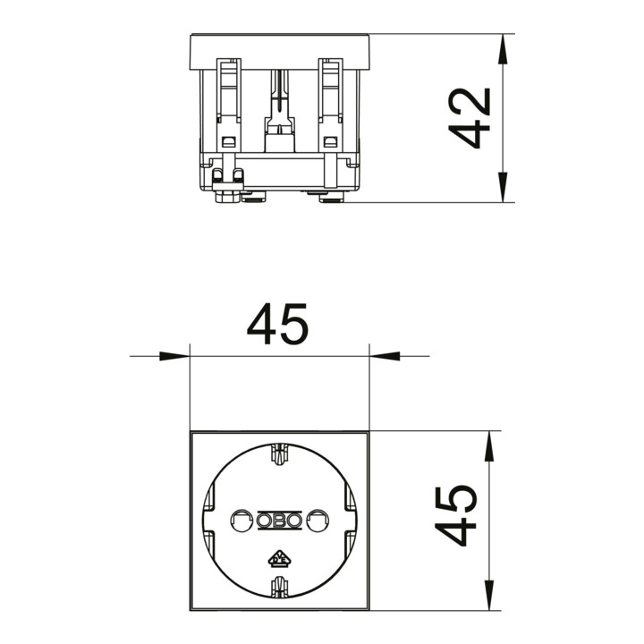 OBO Bettermann Prise de courant 0 degré, 1 prise avec terre STD-D0 RW1