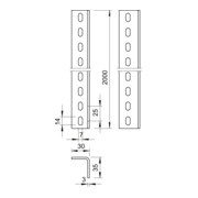OBO Bettermann Profilé d’angle perforé 30 × 35 × 2000, acier, FT WP 30 35 2000-3