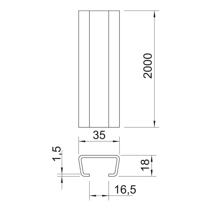 OBO Bettermann Profilschiene AML3518UP2000BK blank