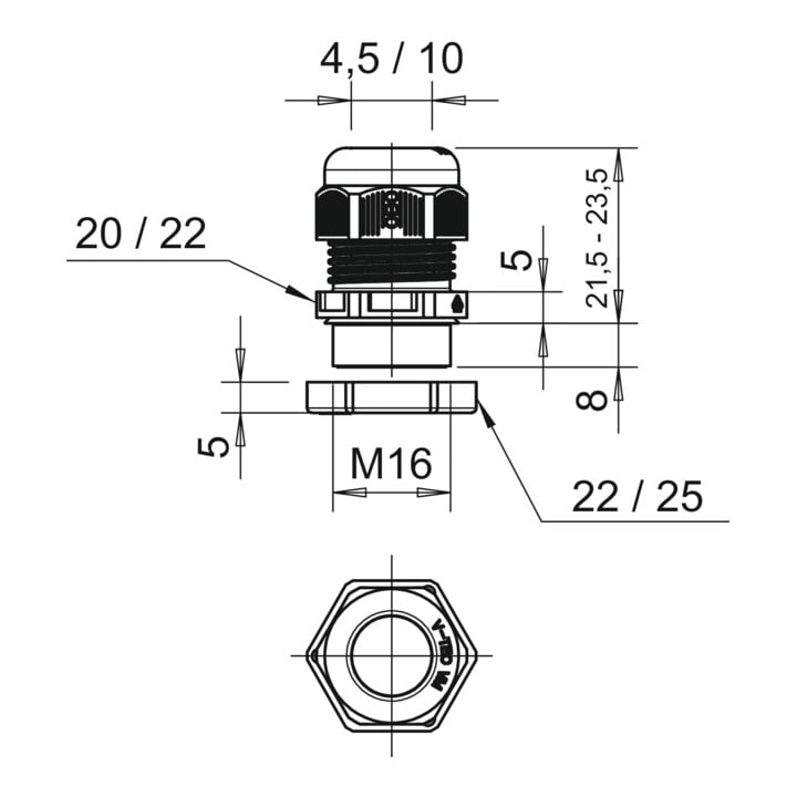 OBO Bettermann Raccord avec contre-écrou V-TEC VM16+ LGR