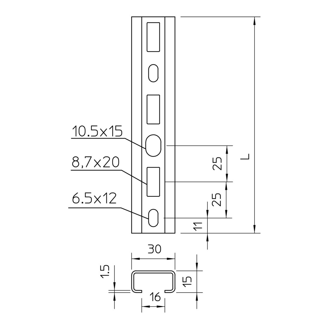 OBO Bettermann Rail de distribution EN50024 CM3015P2000FS