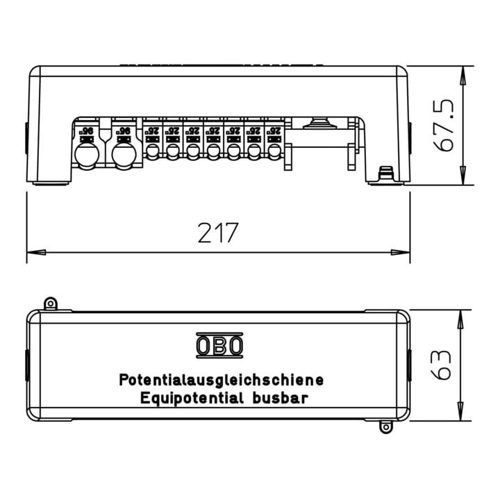 OBO Bettermann Rail de mise à la terre potentiel 217 mm Ms 1801 VDE