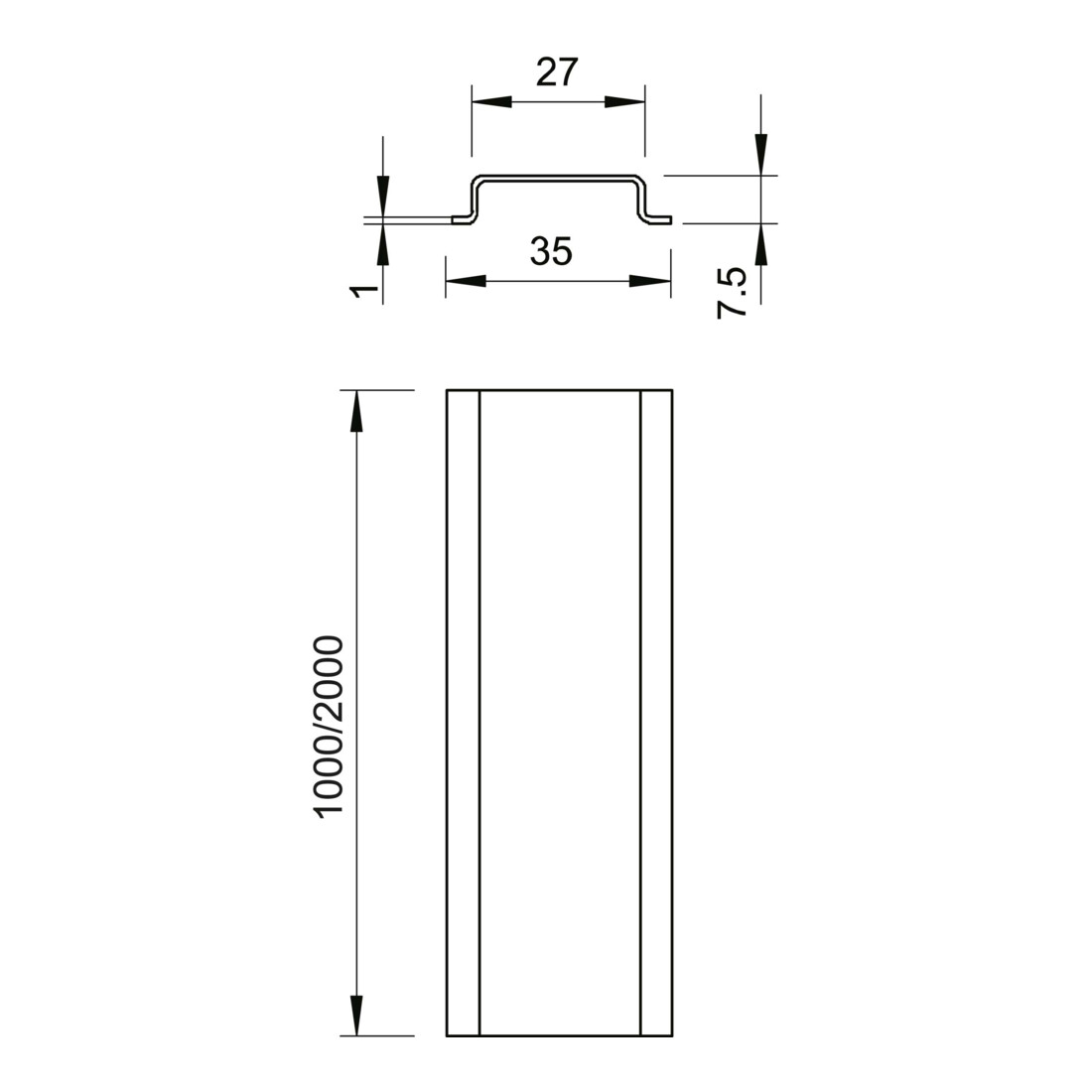 OBO Bettermann Rail DIN non percé 2000 × 35 × 7,5 2069 2M GTP