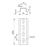OBO Bettermann Rail DIN perforé 2069 15 1,5 GTPL-4