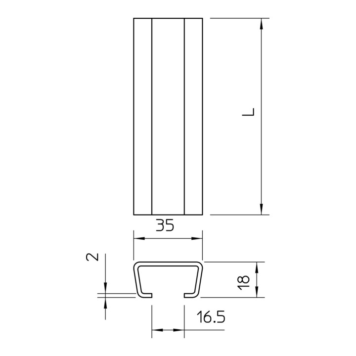 OBO Bettermann Rail profilé non perforé AMS3518UP2000FT