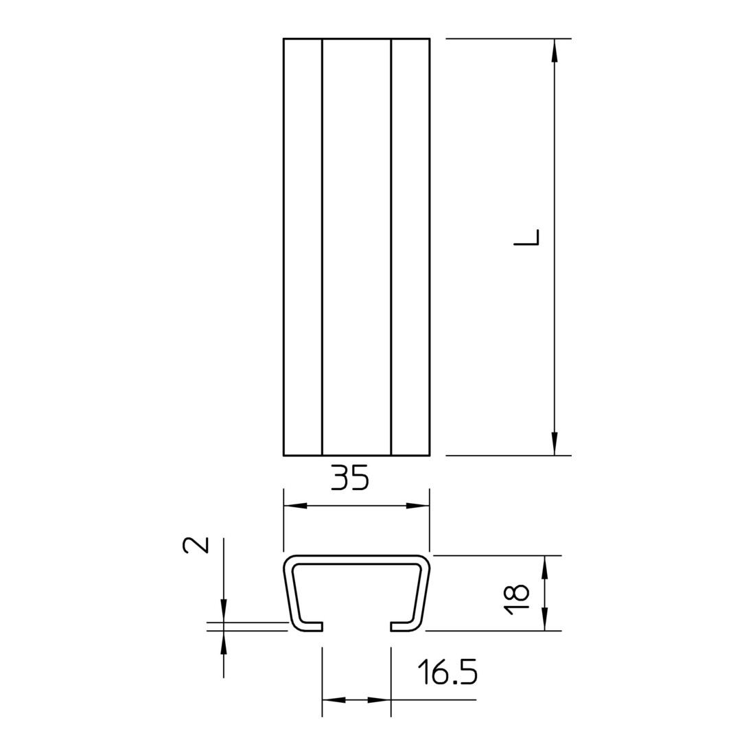 OBO Bettermann Rail profilé non perforé AMS3518UP2000FT