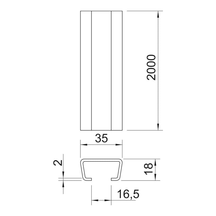 OBO Bettermann Rail profilé non perforé AMS3518UP2000FT