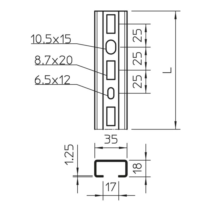 OBO Bettermann Rail profilé perforé CML3518P0200FS