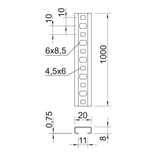 OBO Bettermann Rail profilée CL2008BP1000FS galvanisée à bande, détachable