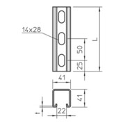 OBO Bettermann Rail profilée professionnelle avec perçage latéral MS4141PP0300FT-4