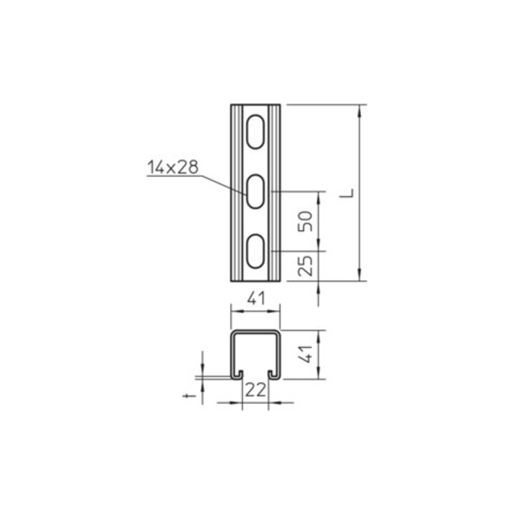 OBO Bettermann Rail profilée professionnelle avec perçage latéral MS4141PP0300FT