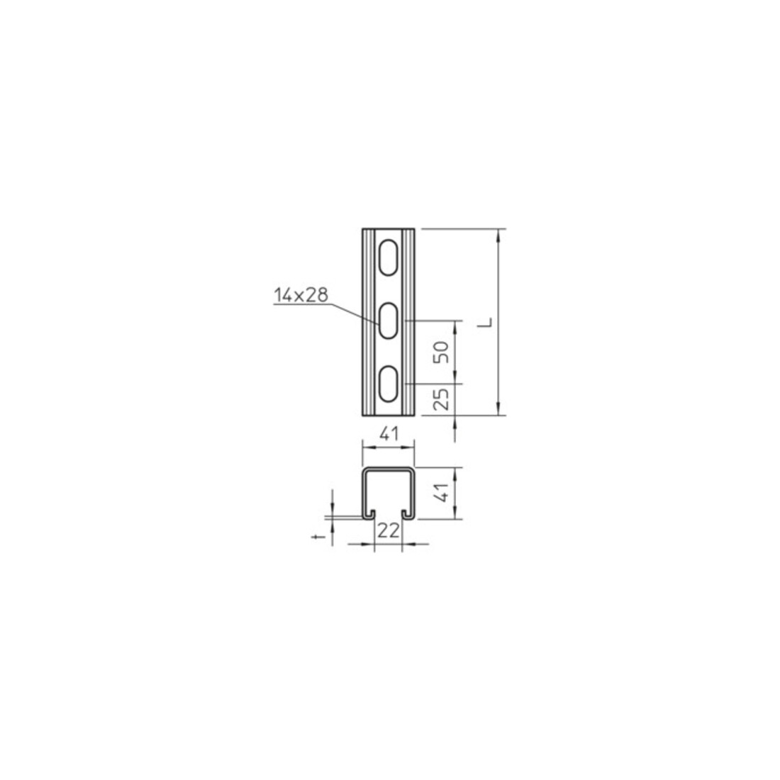 OBO Bettermann Rail profilée professionnelle avec perçage latéral MS4141PP0300FT