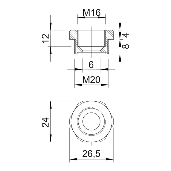 OBO Bettermann Réduction isolée, lgr 107 R M20-16 PA