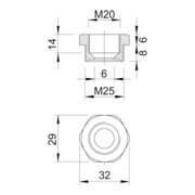 OBO Bettermann Réduction isolée Vertr, lgr 107 R M25-20 PA-5