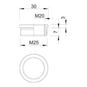 OBO Bettermann Réduction MS-Reduktion M25-M20 nickelée 167 R MS M25-20-5