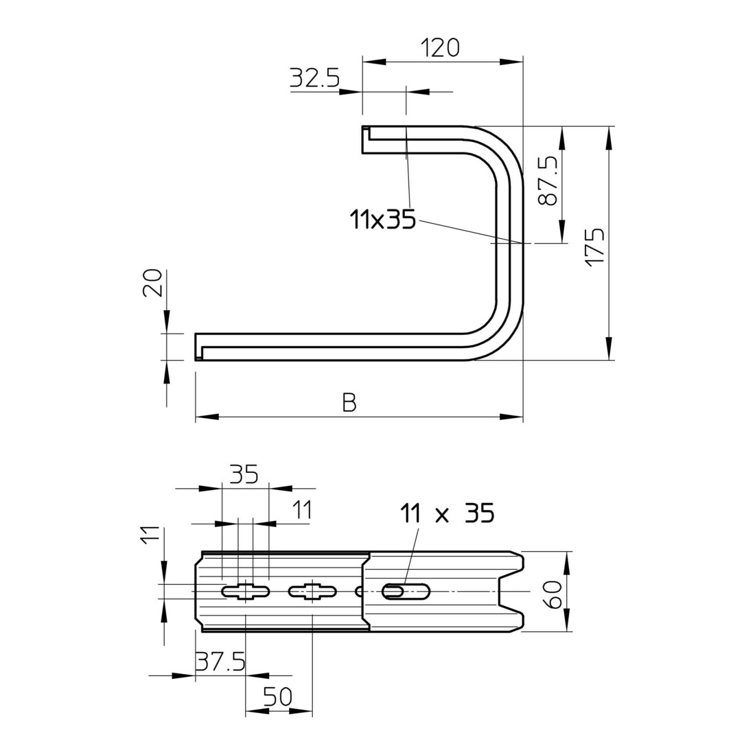 OBO Bettermann Support de plafond 145 mm TPD 145 FS