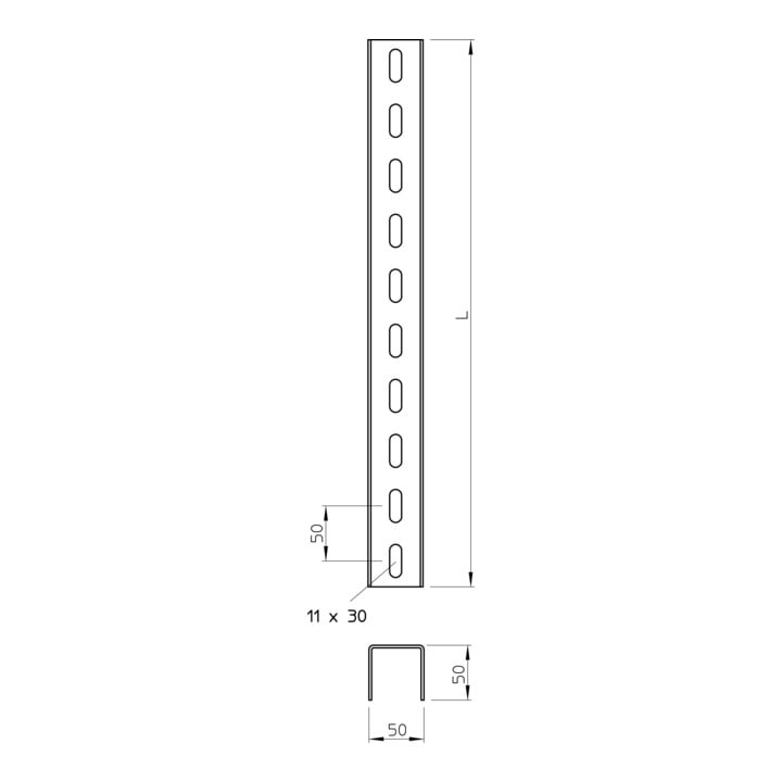 OBO Bettermann Support en U 50×50×2000 mm US 5 200 FT