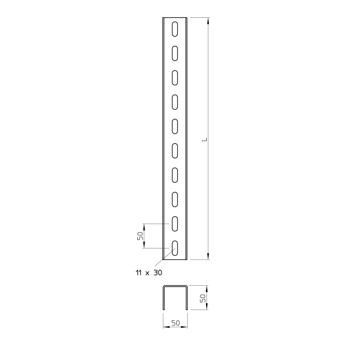 OBO Bettermann Support en U 50×50×2000 mm US 5 200 FT