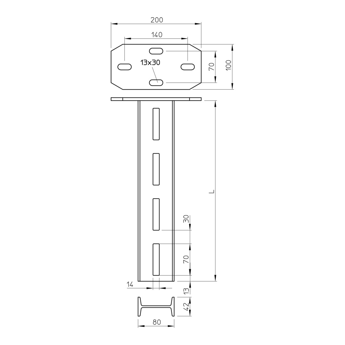 OBO Bettermann Support I avec plaque de tête 500 mm IS 8 K 50 FT