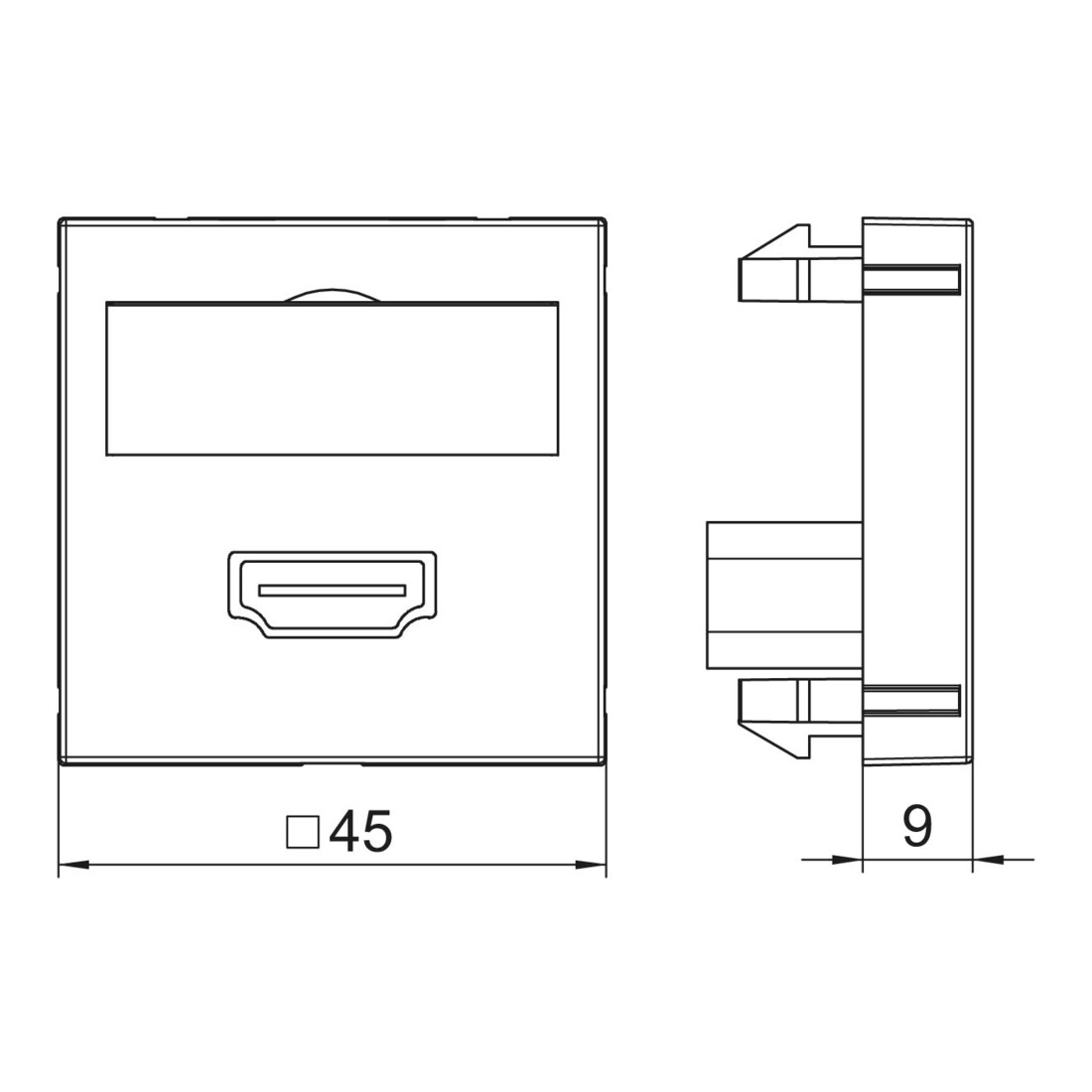 OBO Bettermann Support multimédia HDMI 45×45 mm rws MTG-HD F RW1
