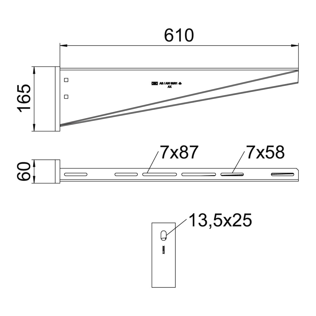 OBO Bettermann Support mural et bras de poteau galvanisés AW 55 61 FT