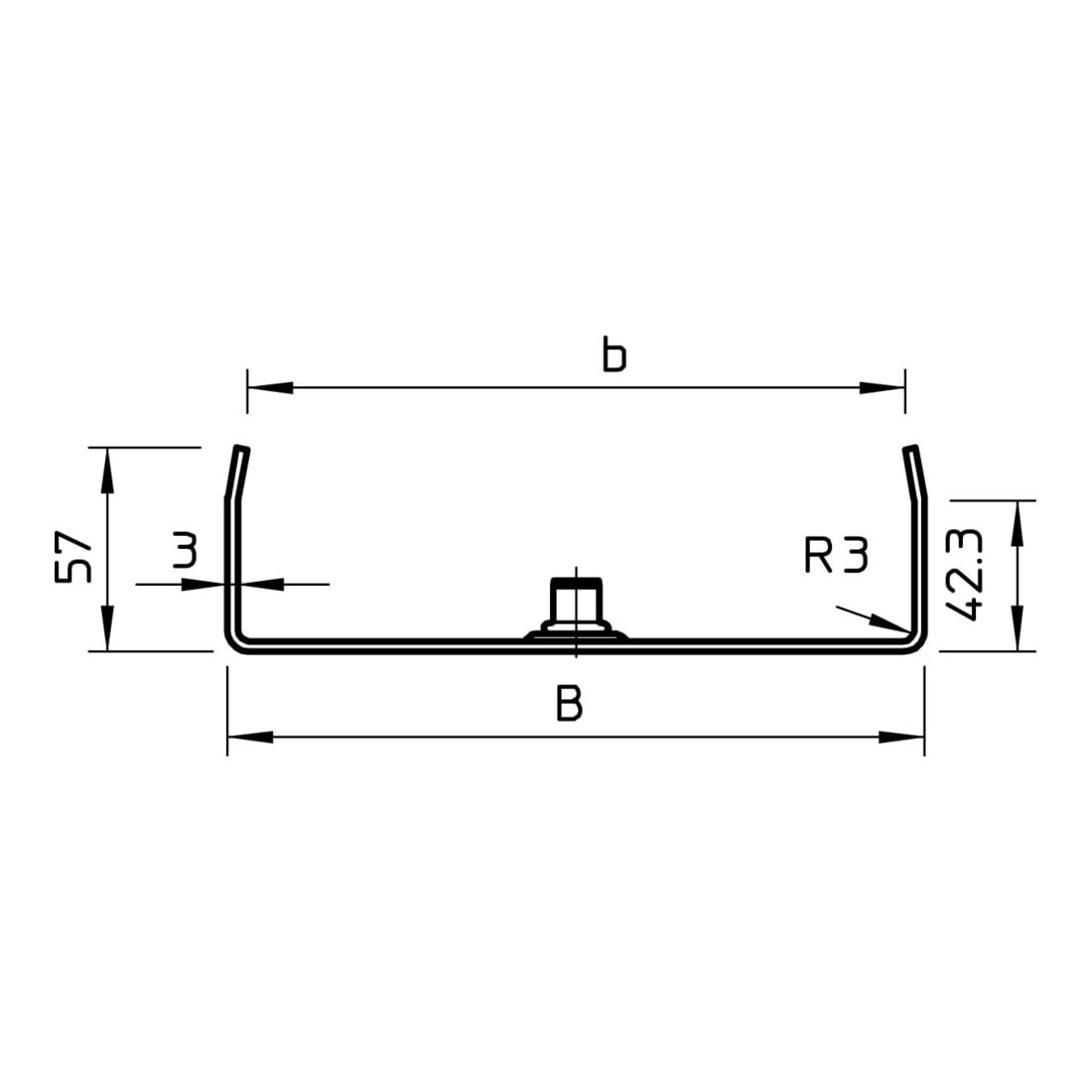 OBO Bettermann Suspension centrale pour goulotte câble, L 300 mm MAH 60 300 FS