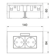 OBO Bettermann Unité de prises 2x 84×140×59 rws SDE-RW D0RW2B-3