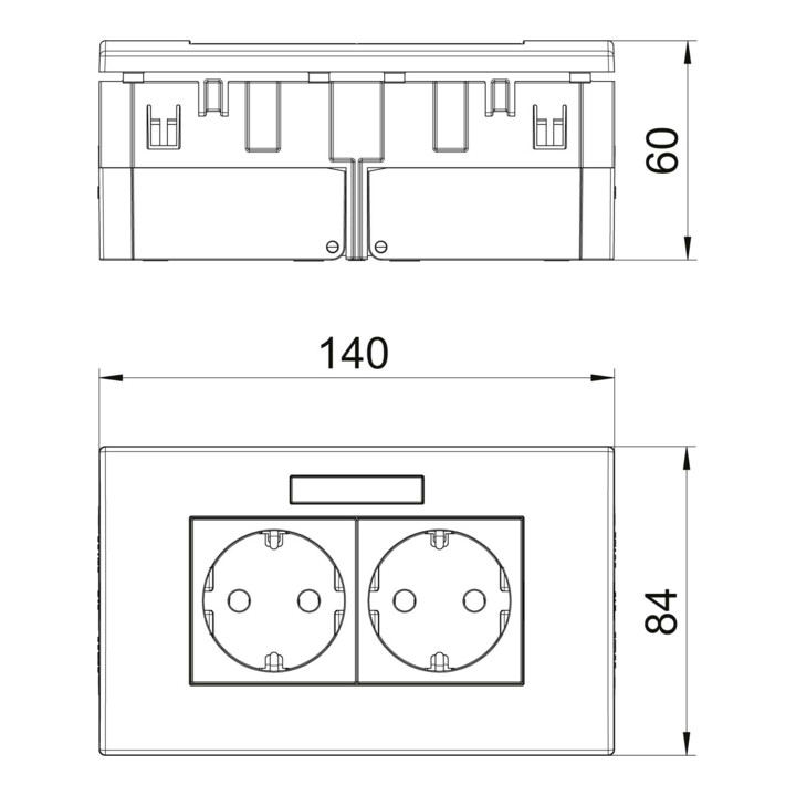 OBO Bettermann Unité de prises 2x 84×140×59 rws SDE-RW D0RW2B