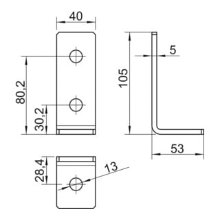 OBO Bettermann Verbindungswinkel 90° 103 x 53 x 40 x 5mm GMS 3 VW 90 FT