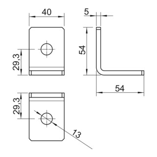 OBO Bettermann Verbindungswinkel 90° 54 x 54 x 5mm GMS 2 VW 90 FT