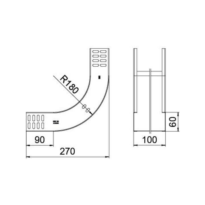 OBO Bettermann Vertikalbogen 90Grad 60 x 100mm RBV 610 S FS