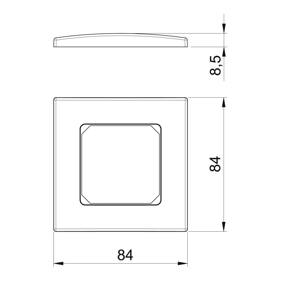 OBO Bettermann Vertr Abdeckrahmen 1fach 84x84mm rws AR50-F1 RW