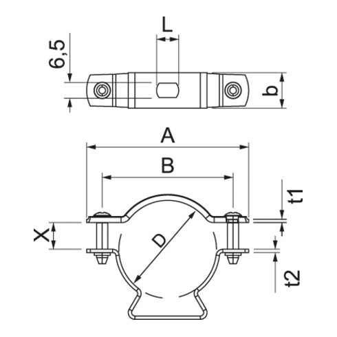 OBO Bettermann Vertr Abstandschelle mit Langloch 20-25mm ASL 733 25 A2