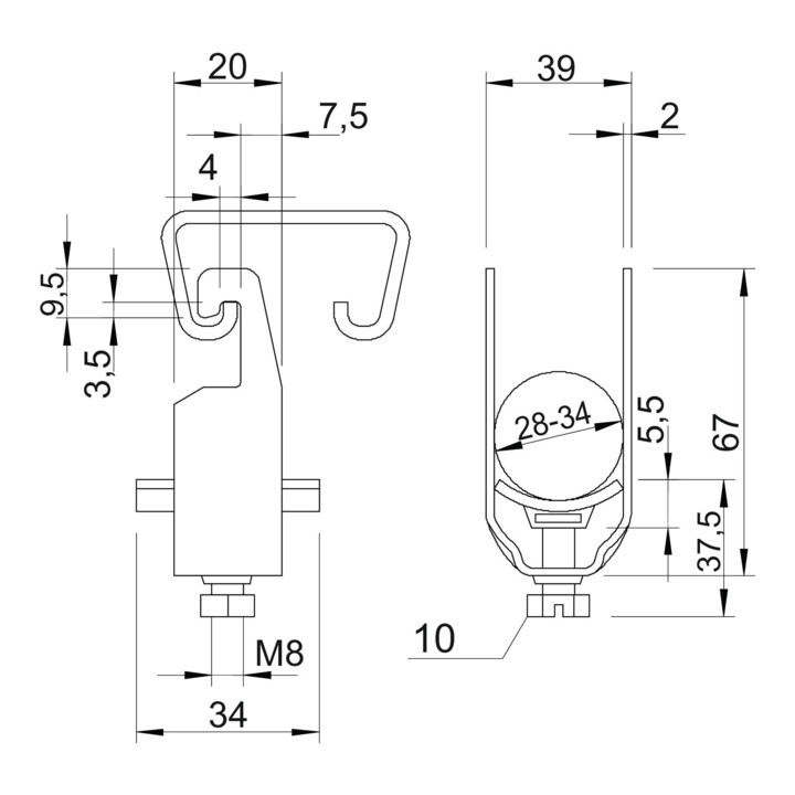 OBO Bettermann Vertr BBS-Bügelschelle f.1 Kabel 2056U 34 FT